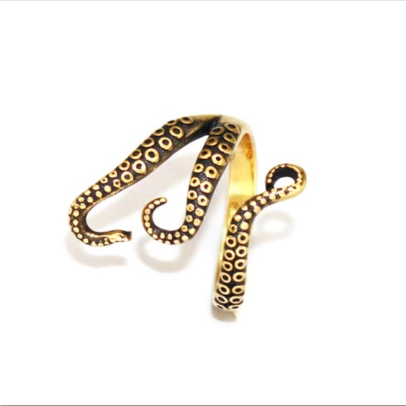 Gold Octopus Legs Wrap Unisex Ring - Picture 2 of 4
